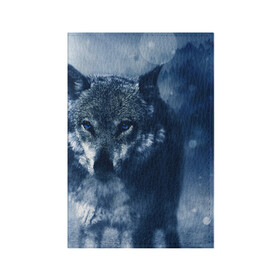 Обложка для паспорта матовая кожа с принтом Красивый волк в Петрозаводске, натуральная матовая кожа | размер 19,3 х 13,7 см; прозрачные пластиковые крепления | wolf | ауф | волк | волчонок | зима | синеглазый волк