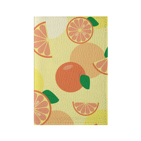 Обложка для паспорта матовая кожа с принтом Апельсиновый летний узор в Петрозаводске, натуральная матовая кожа | размер 19,3 х 13,7 см; прозрачные пластиковые крепления | Тематика изображения на принте: апельсин | апельсиновый | летний | оранжевый | паттерн | узор | фруктовый
