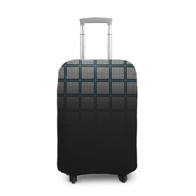 Чехол для чемодана 3D с принтом клетка в Петрозаводске, 86% полиэфир, 14% спандекс | двустороннее нанесение принта, прорези для ручек и колес | геометрия | клетка | линии | полоски | полосы | ровно | серый | сетка | синий | темный | точки | черный