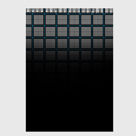 Скетчбук с принтом клетка в Петрозаводске, 100% бумага
 | 48 листов, плотность листов — 100 г/м2, плотность картонной обложки — 250 г/м2. Листы скреплены сверху удобной пружинной спиралью | геометрия | клетка | линии | полоски | полосы | ровно | серый | сетка | синий | темный | точки | черный