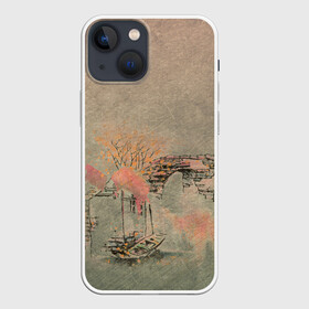 Чехол для iPhone 13 mini с принтом Пейзаж в Петрозаводске,  |  | акварель | дымка | живопись | лодки | пастель | пейзаж