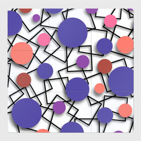 Магнитный плакат 3Х3 с принтом Геометрический узор в Петрозаводске, Полимерный материал с магнитным слоем | 9 деталей размером 9*9 см | 3д эффект | графика | квадраты | объемные фигуры | разноцветные круги