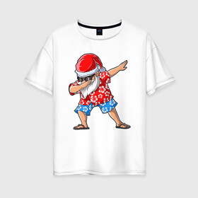 Женская футболка хлопок Oversize с принтом Dabing Santa в Петрозаводске, 100% хлопок | свободный крой, круглый ворот, спущенный рукав, длина до линии бедер
 | Тематика изображения на принте: 