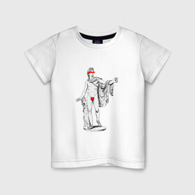 Детская футболка хлопок с принтом MMXX в Петрозаводске, 100% хлопок | круглый вырез горловины, полуприлегающий силуэт, длина до линии бедер | Тематика изображения на принте: 2020 | minimalism | mmxx | virofft | viront | vt | минимализм | статуя