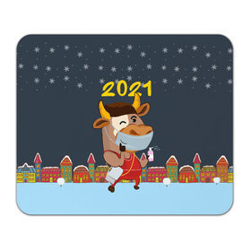 Коврик для мышки прямоугольный с принтом Коронавирусный Новый Год в Петрозаводске, натуральный каучук | размер 230 х 185 мм; запечатка лицевой стороны | 2021 | 7 января | bull | newyear | santa | бык | быки | бычок | год быка | дед мороз | корова | новогодние каникулы | новогодние праздники | новый 2021 | новый год | новый год 2021 | рождество | сани | санта | санта клаус