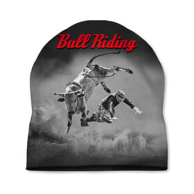 Шапка 3D с принтом Bull Riding в Петрозаводске, 100% полиэстер | универсальный размер, печать по всей поверхности изделия | bull | dude | extreme | fall | helmet | hoofs | horns | sport | sportsman | tail | бык | падение | рога | спорт | спортсмен | хвост | чувак | шлем | экстрим
