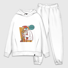 Мужской костюм хлопок OVERSIZE с принтом Санта ученый в Петрозаводске,  |  | christmas | drawing | formula | gifts | new year | santa | santa claus | scientist | новый год | подарки | рисунок | рождество | санта | санта клаус | ученый | формула