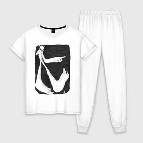 Женская пижама хлопок с принтом гордыня в Петрозаводске, 100% хлопок | брюки и футболка прямого кроя, без карманов, на брюках мягкая резинка на поясе и по низу штанин | 