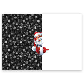 Поздравительная открытка с принтом Дедушка Мороз в Петрозаводске, 100% бумага | плотность бумаги 280 г/м2, матовая, на обратной стороне линовка и место для марки
 | Тематика изображения на принте: christmas | merry christmas | дед мороз | ёлка | зима | мороз | новый год | подарок | праздник | рождество | с новым годом | санта клаус | снегурочка | снежинки