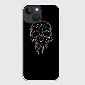 Чехол для iPhone 13 mini с принтом Skull /Glitch/ в Петрозаводске,  |  | bone | glitch | graffite | neon | skull | глитч | голова | граффити | кости | кость | неон | полосы | рисунок | человек | череп