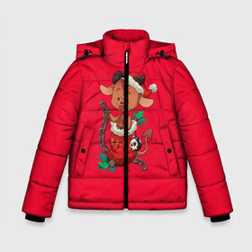 Зимняя куртка для мальчиков 3D с принтом Новый год Чертёнок в Петрозаводске, ткань верха — 100% полиэстер; подклад — 100% полиэстер, утеплитель — 100% полиэстер | длина ниже бедра, удлиненная спинка, воротник стойка и отстегивающийся капюшон. Есть боковые карманы с листочкой на кнопках, утяжки по низу изделия и внутренний карман на молнии. 

Предусмотрены светоотражающий принт на спинке, радужный светоотражающий элемент на пуллере молнии и на резинке для утяжки | Тематика изображения на принте: 