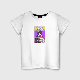 Детская футболка хлопок с принтом Genshin Impact в Петрозаводске, 100% хлопок | круглый вырез горловины, полуприлегающий силуэт, длина до линии бедер | Тематика изображения на принте: genshin impact | девушки | милота | персонажи | рисунок