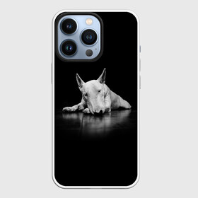 Чехол для iPhone 13 Pro с принтом Puppy в Петрозаводске,  |  | Тематика изображения на принте: bull terrier | dog | ears | eyes | muzzle | nose | paws | puppy | бультерьер | глаза | лапы | нос | уши | щенок