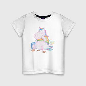 Детская футболка хлопок с принтом Хрум в Петрозаводске, 100% хлопок | круглый вырез горловины, полуприлегающий силуэт, длина до линии бедер | арт | графика | единорог | пони | фэнтази