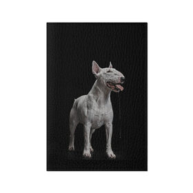 Обложка для паспорта матовая кожа с принтом Bully в Петрозаводске, натуральная матовая кожа | размер 19,3 х 13,7 см; прозрачные пластиковые крепления | bull terrier | dog | ears | eyes | fangs | jaw | muzzle | paws | saliva | tongue | бультерьер | глаза | клыки | лапы | нос | пасть | слюна | собака | уши | язык