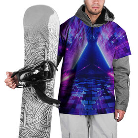 Накидка на куртку 3D с принтом Неоновый туннель в Петрозаводске, 100% полиэстер |  | Тематика изображения на принте: геометрия | лазер | неон | розовый | свет | синий | треугольник | фигура | фиолетовый | цвета