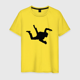 Мужская футболка хлопок с принтом Парашютист в Петрозаводске, 100% хлопок | прямой крой, круглый вырез горловины, длина до линии бедер, слегка спущенное плечо. | небо | параплан | парашютист | парашютный спорт | полёт
