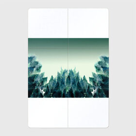 Магнитный плакат 2Х3 с принтом акварельный лес градиент в Петрозаводске, Полимерный материал с магнитным слоем | 6 деталей размером 9*9 см | Тематика изображения на принте: акварель | горы | деревья | дымка | ели | лес | нрадиент | олень | отражение | природа | рисунок | силуэты