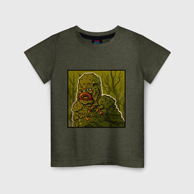 Детская футболка хлопок с принтом Swamp monster в Петрозаводске, 100% хлопок | круглый вырез горловины, полуприлегающий силуэт, длина до линии бедер | art | monster | monstr | pop art | арт | болотное чудовище | болото | монстр | поп арт | чудище | чудовище | шрек