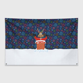 Флаг-баннер с принтом Санта в Трубе в Петрозаводске, 100% полиэстер | размер 67 х 109 см, плотность ткани — 95 г/м2; по краям флага есть четыре люверса для крепления | christmas | merry christmas | дед мороз | ёлка | зима | мороз | новый год | подарок | праздник | рождество | с новым годом | санта клаус | снегурочка | снежинки