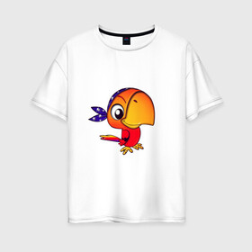 Женская футболка хлопок Oversize с принтом Попугайчик в Петрозаводске, 100% хлопок | свободный крой, круглый ворот, спущенный рукав, длина до линии бедер
 | 