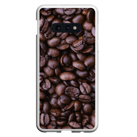 Чехол для Samsung S10E с принтом Кофейные зёрна в Петрозаводске, Силикон | Область печати: задняя сторона чехла, без боковых панелей | абстрактные | абстрактный | абстракция | еда | зёрна | зерно | кофе | кофеёк | кофейные | напитки | напиток | питьё