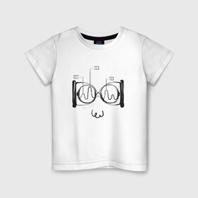 Детская футболка хлопок с принтом Absurd 2 в Петрозаводске, 100% хлопок | круглый вырез горловины, полуприлегающий силуэт, длина до линии бедер | абстрактный | геометрия | круги | лицо | очки | песочные часы | черно белый