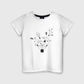 Детская футболка хлопок с принтом Absurd 3 в Петрозаводске, 100% хлопок | круглый вырез горловины, полуприлегающий силуэт, длина до линии бедер | абстрактный | геометрия | идея | иллюстрация | лампочки | мысль | рисунок | черно белый