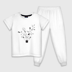 Детская пижама хлопок с принтом Absurd 3 в Петрозаводске, 100% хлопок |  брюки и футболка прямого кроя, без карманов, на брюках мягкая резинка на поясе и по низу штанин
 | Тематика изображения на принте: абстрактный | геометрия | идея | иллюстрация | лампочки | мысль | рисунок | черно белый