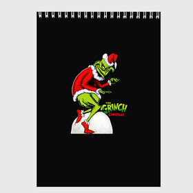 Скетчбук с принтом Grinch X-mas в Петрозаводске, 100% бумага
 | 48 листов, плотность листов — 100 г/м2, плотность картонной обложки — 250 г/м2. Листы скреплены сверху удобной пружинной спиралью | Тематика изображения на принте: claus | grinch | happy new year | merry christmas | santa | snowman | x mas | гринч | дед мороз | елка | клаус | новый год | рождество | с новым годом | санта | снеговик