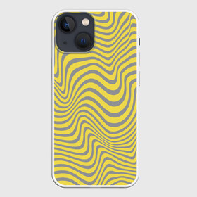 Чехол для iPhone 13 mini с принтом Волны Года в Петрозаводске,  |  | Тематика изображения на принте: 2021 | pantone | волны | гипнотический | иллюзия | линии | цвет года