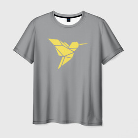 Мужская футболка 3D с принтом Колибри pantone 2021 в Петрозаводске, 100% полиэфир | прямой крой, круглый вырез горловины, длина до линии бедер | illuminating | pantone | ultimate grey | колибри | птицы