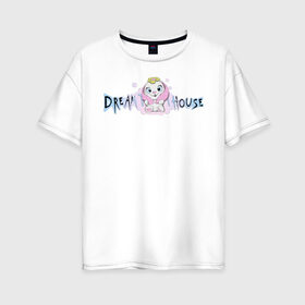 Женская футболка хлопок Oversize с принтом Диана Астер DREAMTEAM HOUSE в Петрозаводске, 100% хлопок | свободный крой, круглый ворот, спущенный рукав, длина до линии бедер
 | dreamteam | dreamteamhouse | tiktok | блогер | диана астер | дримтим | тикток