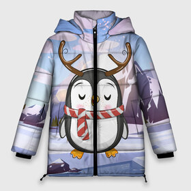 Женская зимняя куртка 3D с принтом Новогодний милый пингвин в Петрозаводске, верх — 100% полиэстер; подкладка — 100% полиэстер; утеплитель — 100% полиэстер | длина ниже бедра, силуэт Оверсайз. Есть воротник-стойка, отстегивающийся капюшон и ветрозащитная планка. 

Боковые карманы с листочкой на кнопках и внутренний карман на молнии | 2021 | 7 января | bull | newyear | santa | бык | быки | бычок | год быка | дед мороз | корова | новогодние каникулы | новогодние праздники | новый 2021 | новый год | новый год 2021 | рождество | сани | санта | санта клаус