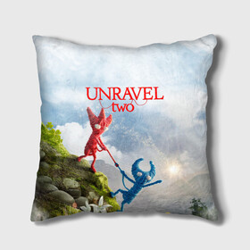 Подушка 3D с принтом Unravel Two (Z) в Петрозаводске, наволочка – 100% полиэстер, наполнитель – холлофайбер (легкий наполнитель, не вызывает аллергию). | состоит из подушки и наволочки. Наволочка на молнии, легко снимается для стирки | Тематика изображения на принте: coldwood interactive | unravel | unravel two | головоломка | красная пряжа | распутать | семейная игра | ярни