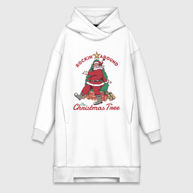 Платье-худи хлопок с принтом Rockin Santa в Петрозаводске,  |  | art | christmas | gifts | holiday | new year | santa | santa claus | star | tree | арт | елка | звезда | новый год | подарки | праздник | рождество | санта | санта клаус