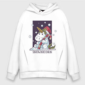 Мужское худи Oversize хлопок с принтом Snownicorn в Петрозаводске, френч-терри — 70% хлопок, 30% полиэстер. Мягкий теплый начес внутри —100% хлопок | боковые карманы, эластичные манжеты и нижняя кромка, капюшон на магнитной кнопке | Тематика изображения на принте: 