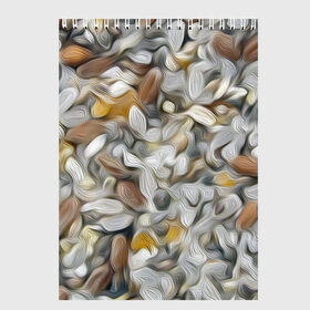 Скетчбук с принтом желто-серый каменный узор в Петрозаводске, 100% бумага
 | 48 листов, плотность листов — 100 г/м2, плотность картонной обложки — 250 г/м2. Листы скреплены сверху удобной пружинной спиралью | Тематика изображения на принте: abstraction | pebbles | stones | texture | абстракция | галька | камни | мазки | текстура