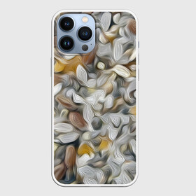 Чехол для iPhone 13 Pro Max с принтом желто серый каменный узор в Петрозаводске,  |  | abstraction | pebbles | stones | texture | абстракция | галька | камни | мазки | текстура