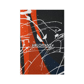 Обложка для паспорта матовая кожа с принтом Valorant в Петрозаводске, натуральная матовая кожа | размер 19,3 х 13,7 см; прозрачные пластиковые крепления | game | valorant | брызги | валоранд | валорант | игра | линии | стрелялка | шутер