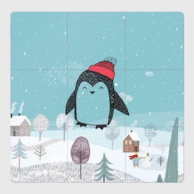 Магнитный плакат 3Х3 с принтом Милый пингвин в Петрозаводске, Полимерный материал с магнитным слоем | 9 деталей размером 9*9 см | 2021 | 7 января | bull | newyear | santa | бык | быки | бычок | год быка | дед мороз | корова | новогодние каникулы | новогодние праздники | новый 2021 | новый год | новый год 2021 | рождество | сани | санта | санта клаус