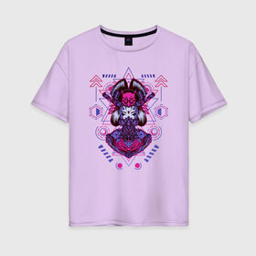 Женская футболка хлопок Oversize с принтом Geisha в Петрозаводске, 100% хлопок | свободный крой, круглый ворот, спущенный рукав, длина до линии бедер
 | art | brutal | cool | cute | cyber | cybergirl | devil | geisha | geometry | girl | japan | katana | kawai | mask | mecha | robot | sacred | samurai | арт | ветор | геометрические | голова | девушка | кавай | катана | кибер | киборг | маска | маха