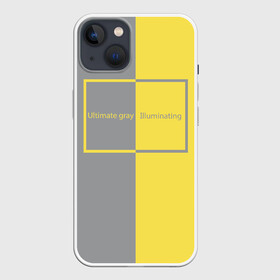 Чехол для iPhone 13 с принтом Ultimate Grey X Illuminating в Петрозаводске,  |  | Тематика изображения на принте: 2021 | color 2021 | illuminating | pantone | ultimate grey | желтый | золотой | минимализм | пантон | популярный цвет | серый | ультимэйт грэй | цвет 2021