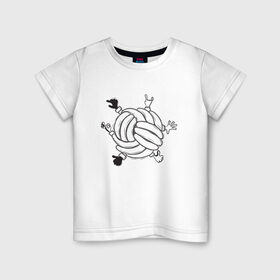 Детская футболка хлопок с принтом Absurd 6 в Петрозаводске, 100% хлопок | круглый вырез горловины, полуприлегающий силуэт, длина до линии бедер | графика | иллюстрация | клубок | круг | ладони | мяч | рисунок | руки | черно белый | шар