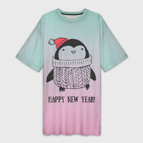 Платье-футболка 3D с принтом Милый пингвин в Петрозаводске,  |  | 2021 | 7 января | bull | newyear | santa | бык | быки | бычок | год быка | дед мороз | корова | новогодние каникулы | новогодние праздники | новый 2021 | новый год | новый год 2021 | рождество | сани | санта | санта клаус