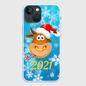 Чехол для iPhone 13 mini с принтом Год быка 2021 в Петрозаводске,  |  | 2021 | 7 января | bull | newyear | santa | бык | быки | бычок | год быка | дед мороз | корова | новогодние каникулы | новогодние праздники | новый 2021 | новый год | новый год 2021 | рождество | сани | санта | санта клаус