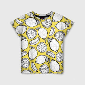 Детская футболка 3D с принтом Illuminating Lemon в Петрозаводске, 100% гипоаллергенный полиэфир | прямой крой, круглый вырез горловины, длина до линии бедер, чуть спущенное плечо, ткань немного тянется | Тематика изображения на принте: 2021 | винтаж | лимоны | ретро | фрукты | цвет года