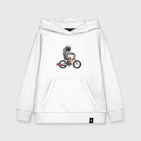 Детская толстовка хлопок с принтом Астронавт на велосипеде в Петрозаводске, 100% хлопок | Круглый горловой вырез, эластичные манжеты, пояс, капюшен | астронавт | велосипед | космонавт | космос | костюм | ракеты | скафандр | хипстер | шлем
