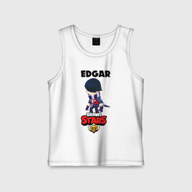 Детская майка хлопок с принтом BRAWL STARS EDGAR. в Петрозаводске,  |  | Тематика изображения на принте: 8 bit | brawl stars | byron | colette | crow | edgar | gale | leon | max | mr.p | sally leon | shark | virus 8 bit | werewolf leon | акула | байрон | берли | бравл старс | ворон | коллет | макс | оборотень | эдгар