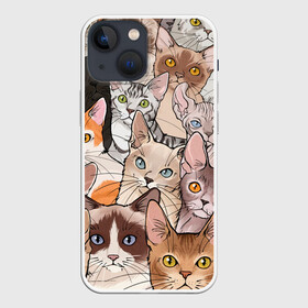 Чехол для iPhone 13 mini с принтом Котики в Петрозаводске,  |  | cat | cats | cosmos | kitten | mem | memes | rose | roses | глаза | глазки | киска | космос | кот | котёнок | котик | котики | котэ | котята | кошак | кошка | кошки | красивая | мем | мемчики | милая | прикольная | розы | светлая